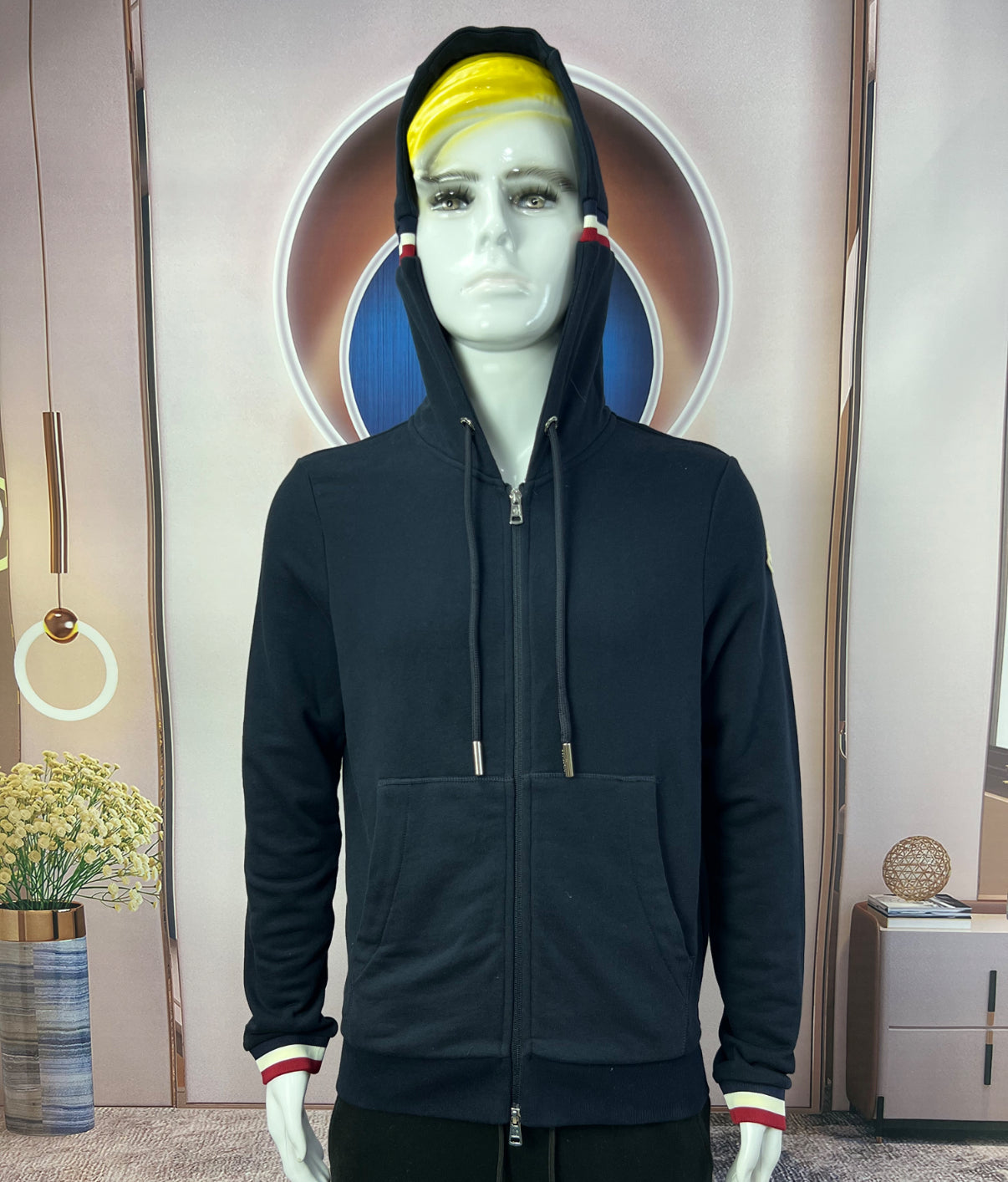 Moncler strip zip up hoodie