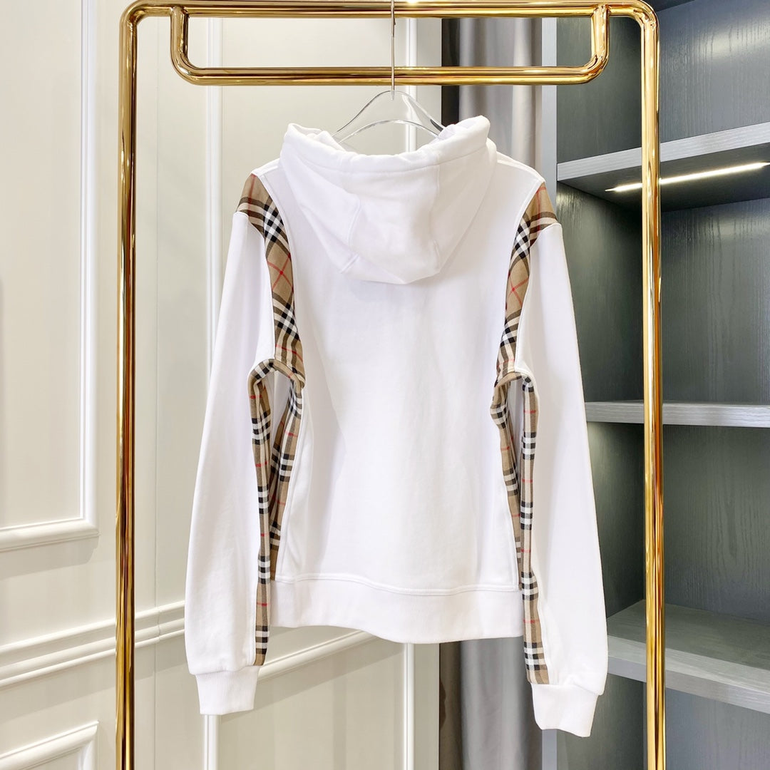 BURBERRY White and beige zip up Hoodie