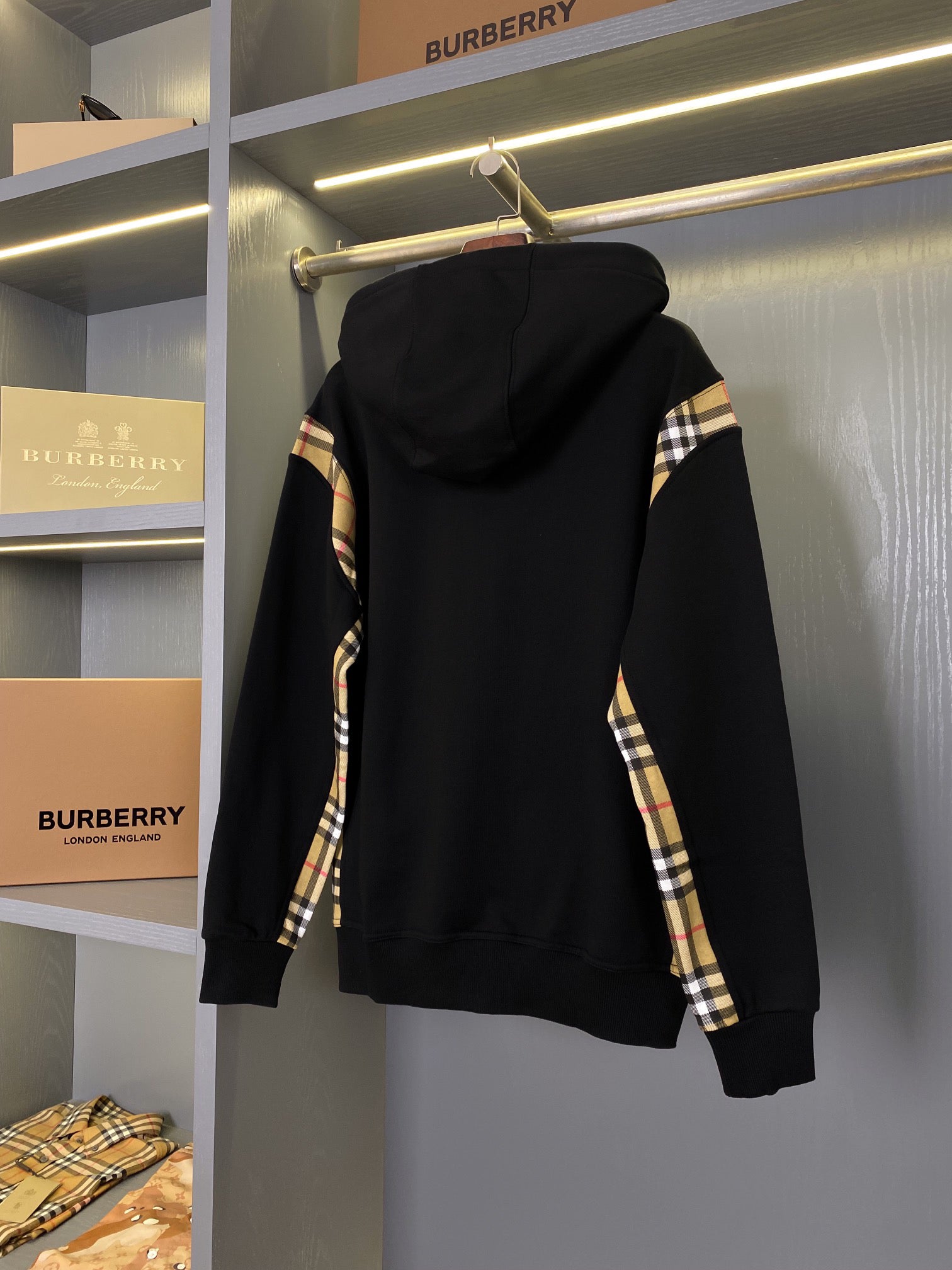 BURBERRY black and beige zip up Hoodie