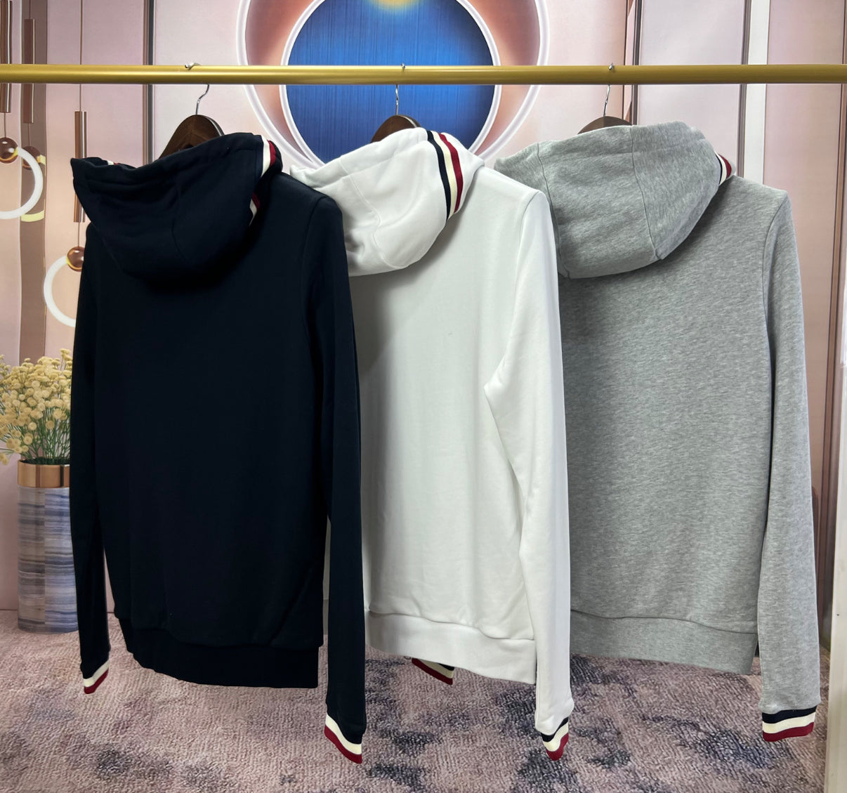Moncler strip zip up hoodie